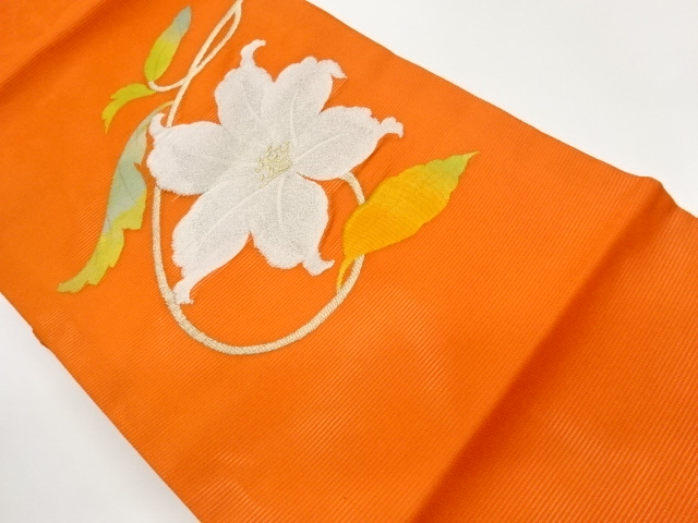 絽大花模様織出し名古屋帯